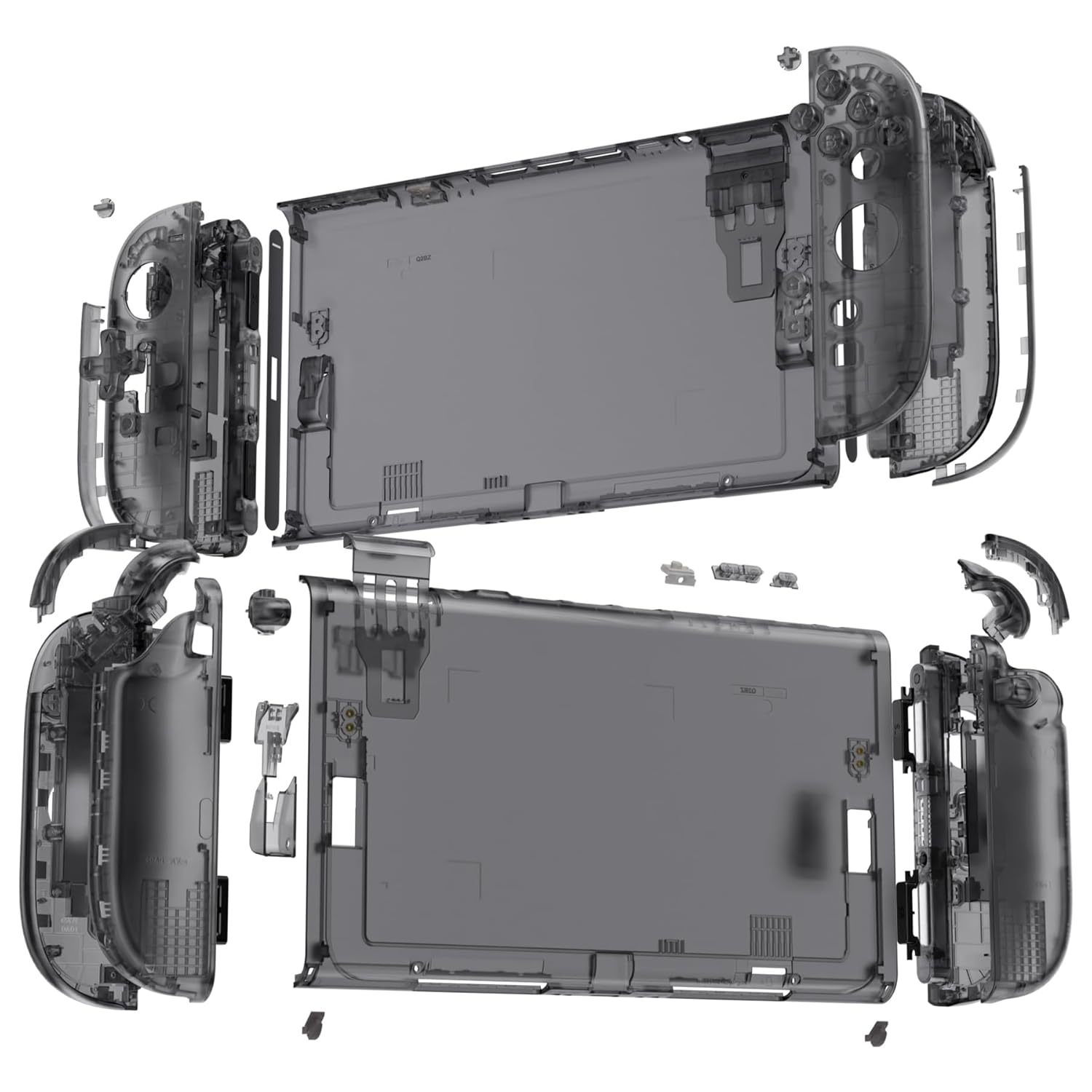 eXtremeRate DIY Replacement Shell Buttons (D-Pad Ver) for Nintendo Switch 2, Full Set Rear Back Plate Controller Housing Buttons for Switch 2 Console & Joycon 2 - Deluxe Version - Clear Slate Black