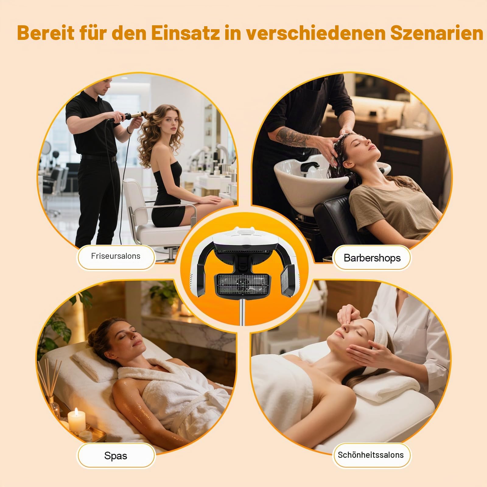 Trockenhaube, Ionen Haartrockenhaube, Professioneller Haartrockner, 32-176°F, Höhenverstellbarer Bodenständer, Für Dauerwellen & Haarpflege, Salon & Zuhause