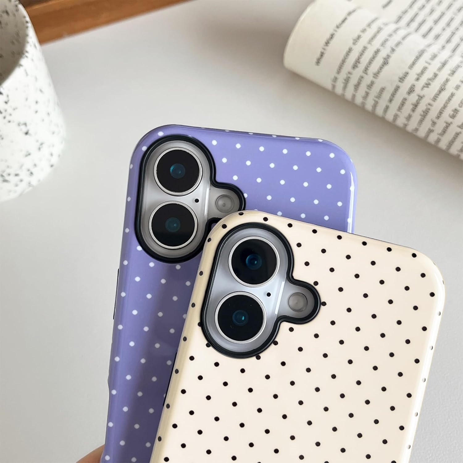 Compatible with iPhone 17 Case, Fashion Cute Polka Dot Pattern Aesthetic Design for Women, Soft TPU and Hard Back Shockproof Phone Case for iPhone 17 6.3 inch, Blue