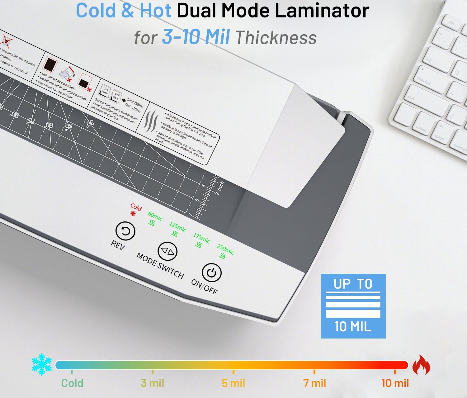 3-10 Mil Laminator Machine, 4-Roller Commercial Laminator Machine with 50 Laminating Sheets, 13 Inch Laminating Machine 11X17 with 1000mm/min Speed & REV Jam-Free for Office School Home