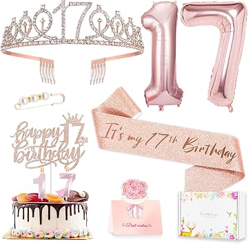 Awfrky 17th Birthday Decorations for Girls