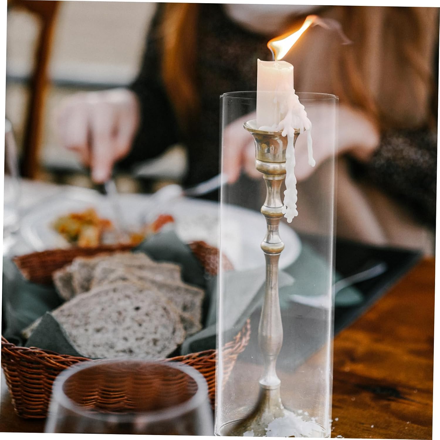 4pcs Glass Candle Covers Simple Windproof Shades for Home Decor High Borosilicate Material for Candlelight Events and Centerpieces