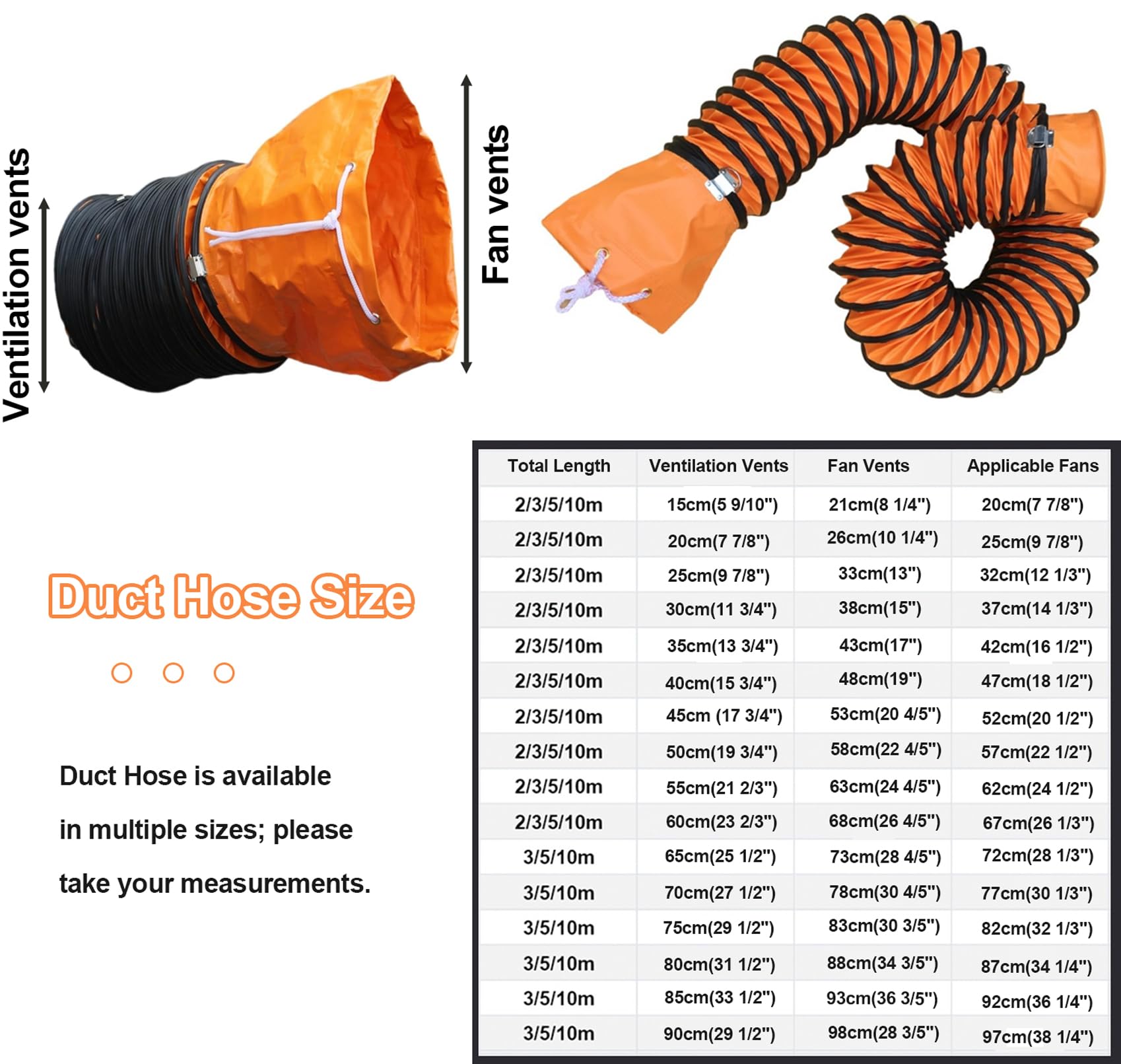 Manguera Flexible de PVC para Ventiladores, sopladores, Sistemas HVAC, ignífuga, con Cuerda Ajustable y Anilla en D, fácil de almacenar.,3m/9.8ft,Dia 20cm(7 7/8")