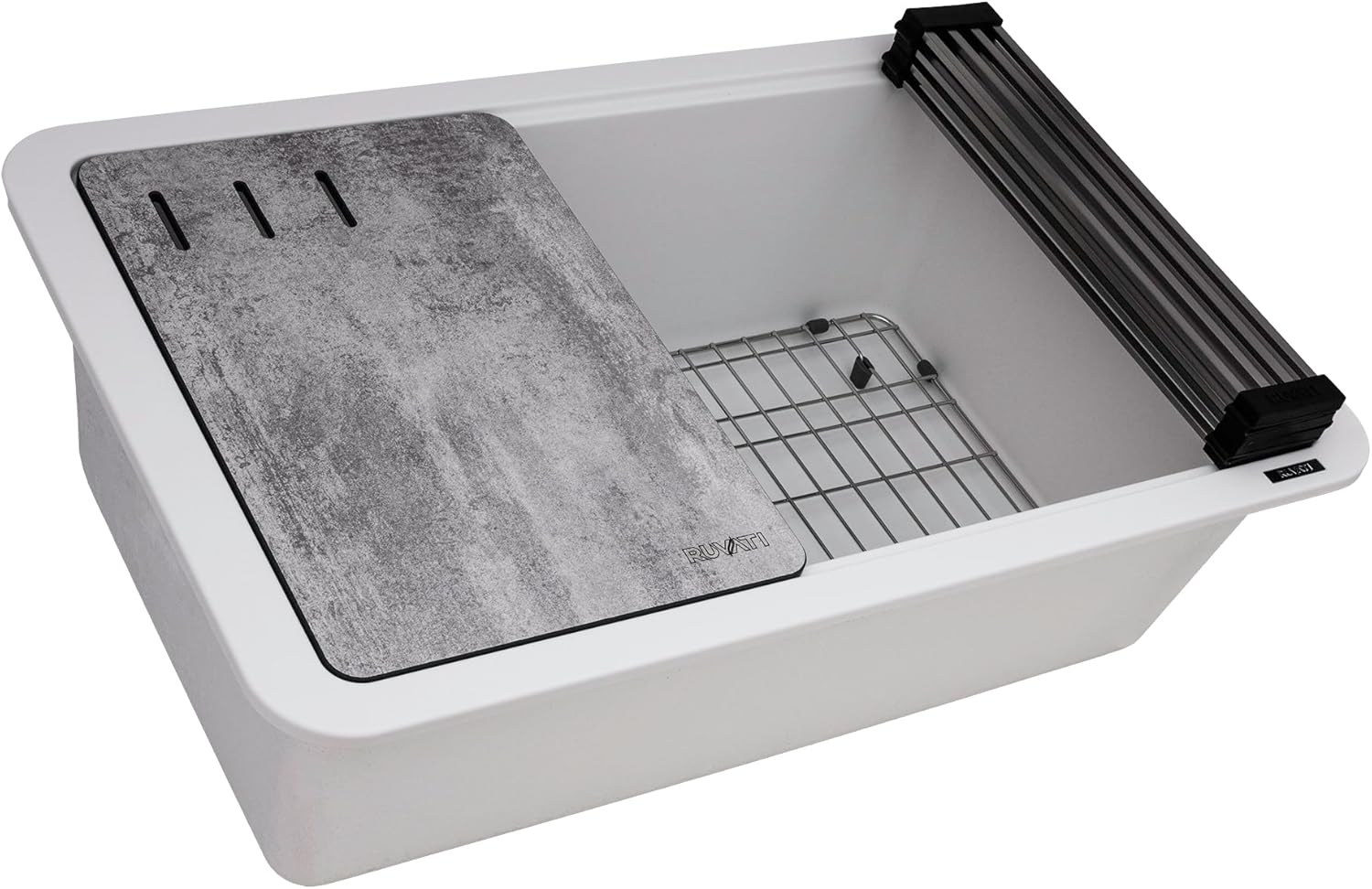 Ruvati 30-inch Granite Composite Quartz Workstation White Undermount Kitchen Sink - RVG2310WH