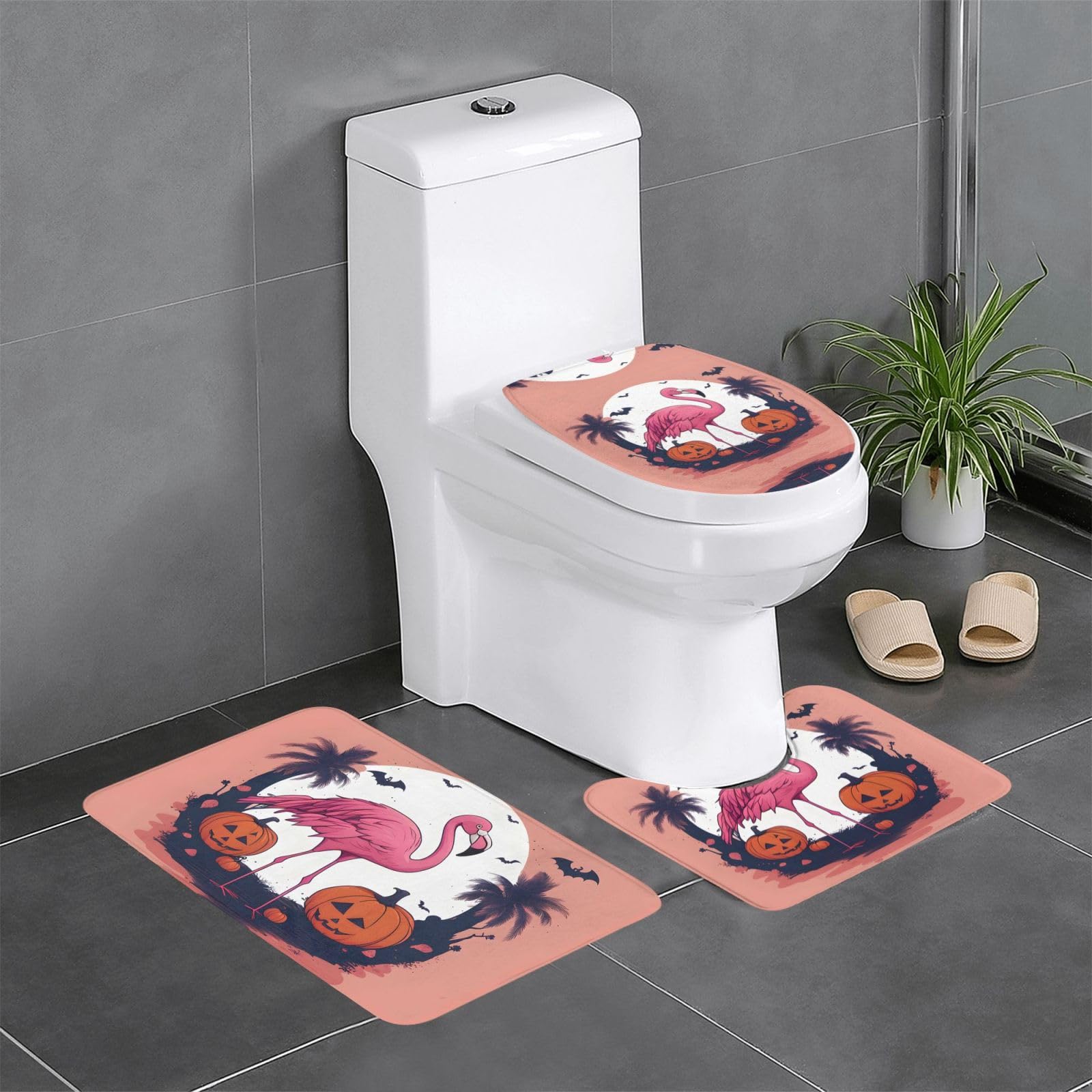 Tapis de bain antidérapants flamant rose lot de 3 séchage rapide pour douche sécurisée