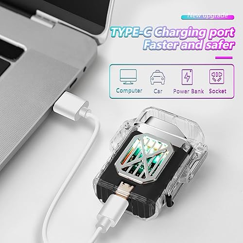 Miniatura 10 de Encendedor eléctrico, encendedor de doble arco impermeable para exteriores, resistente al viento, encendedor USB recargable, encendedor de plasma