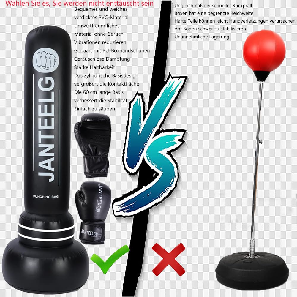 Sacco Da Boxe In PVC 180cm Con Guanti - Per Allenamento Boxe, MMA, Taekwondo, Adulti E Adolescenti - Foto 7