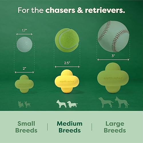 Miniatura 3 de Earth Rated Pelota para perros, juguete interactivo para razas pequeñas, medianas y grandes, viene en varios tamaños, fabricada con goma natural,