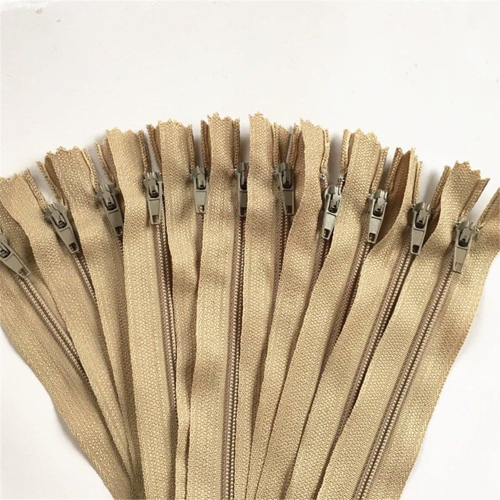Eihatfif Bulk Nylon Zipper Sewing,20 Pieces Wallet - Craft Zipper in Sewing and Tailoring (Khaki, 5inch / 12.5cm)