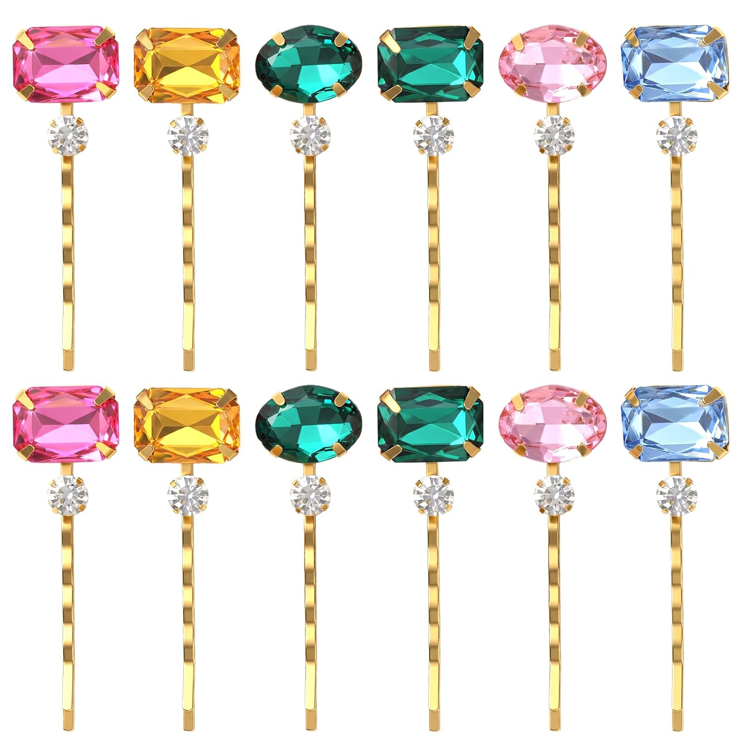 12 Pcs Colorful Decorative Bobby Pins, Vintage Rhinestone for Women Girls