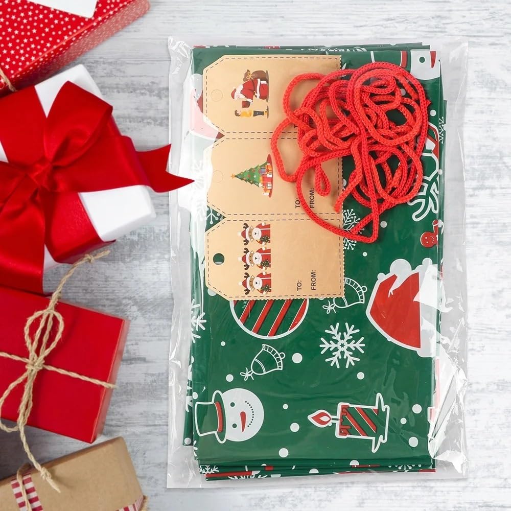 Große Weihnachts-Geschenktüte mit Kordelzug, Süßigkeitentüte, Weihnachtsdekoration, Zuhause, Neujahr, große Keksverpackung (Typ W)
