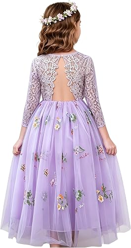 EULIMENE Toddler Girl Dress Layered Tulle Flower Girl Dresses for Wedding Floral