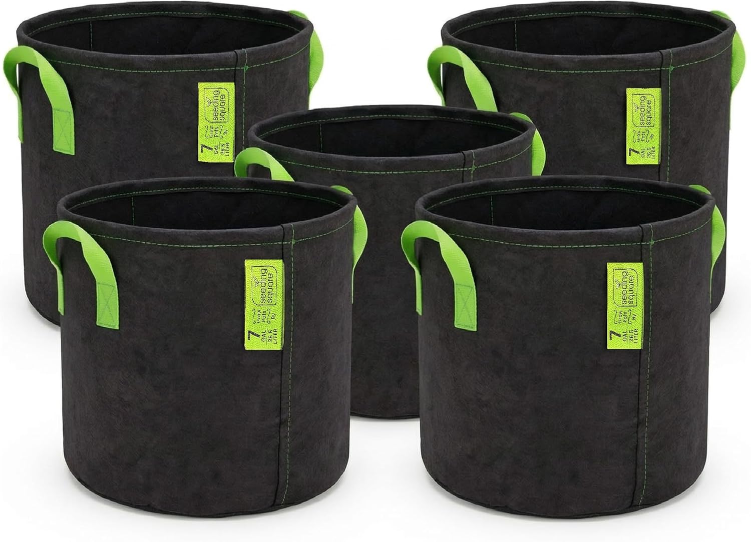 Seeding Square Fabric Grow Bags (7 Gallon) – Durable, Reusable Air-Pruning Plant Pots for Vegetables, Fruits & Herbs – Eco-Friendly Breathable Planter Bags for Healthy Roots & Bigger Harvests