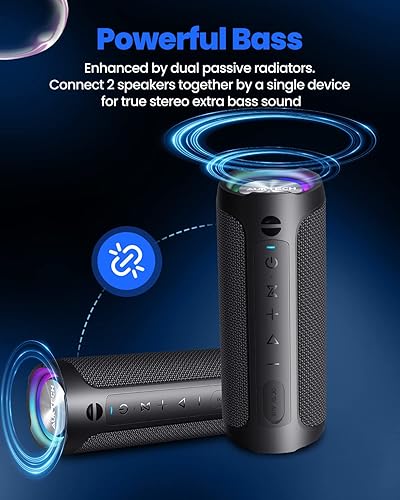 Miniatura 3 de Altavoces Bluetooth  Altavoces portátiles Bluetooth inalámbrico (100 pies), sonido estéreo fuerte de 24 W, luces LED, tiempo de reproducción de 20