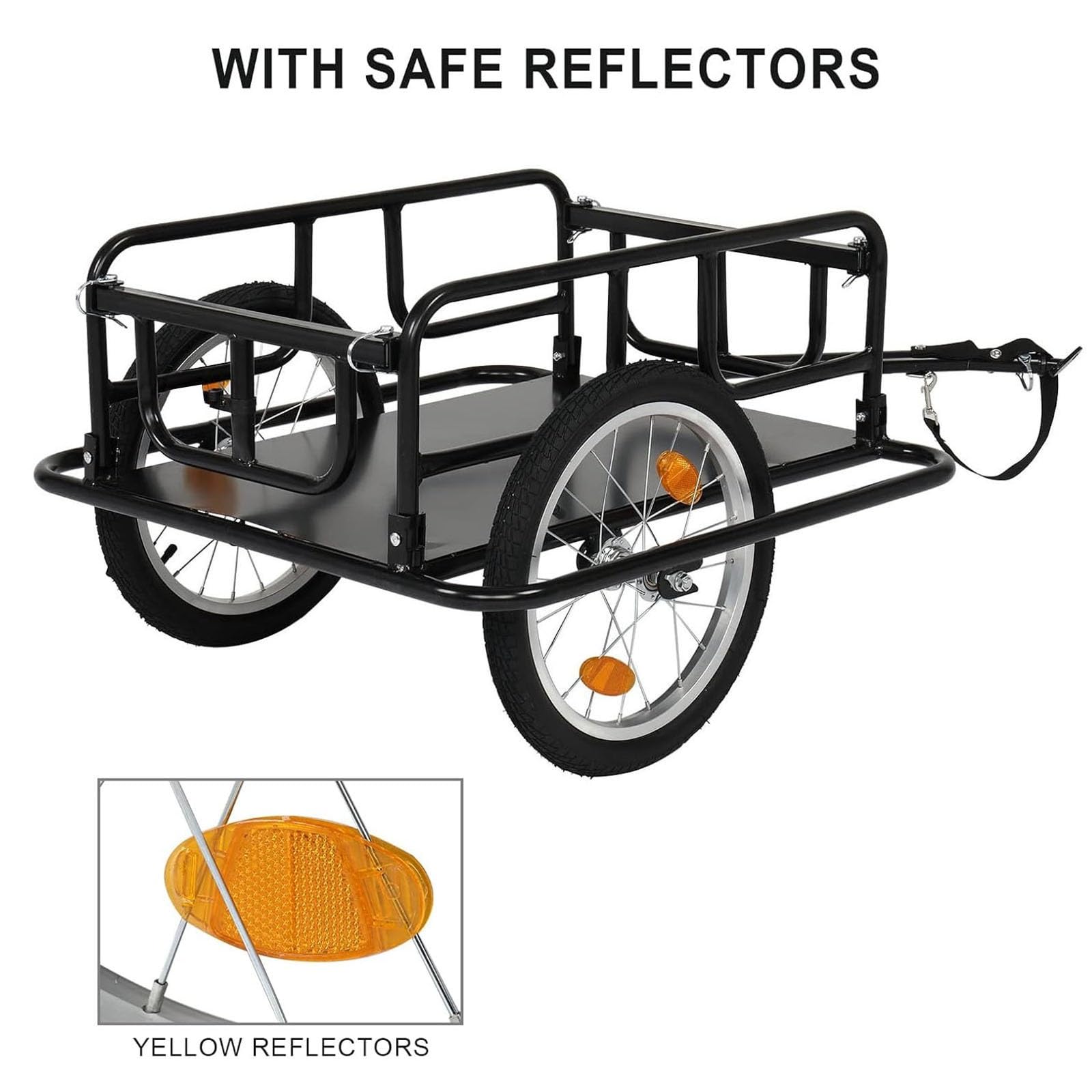 Remolque de carga para bicicleta, remolque de bicicleta duradero con diseño plegable desmontable, carga máxima de 60 kg para transportar equipaje y herramientas