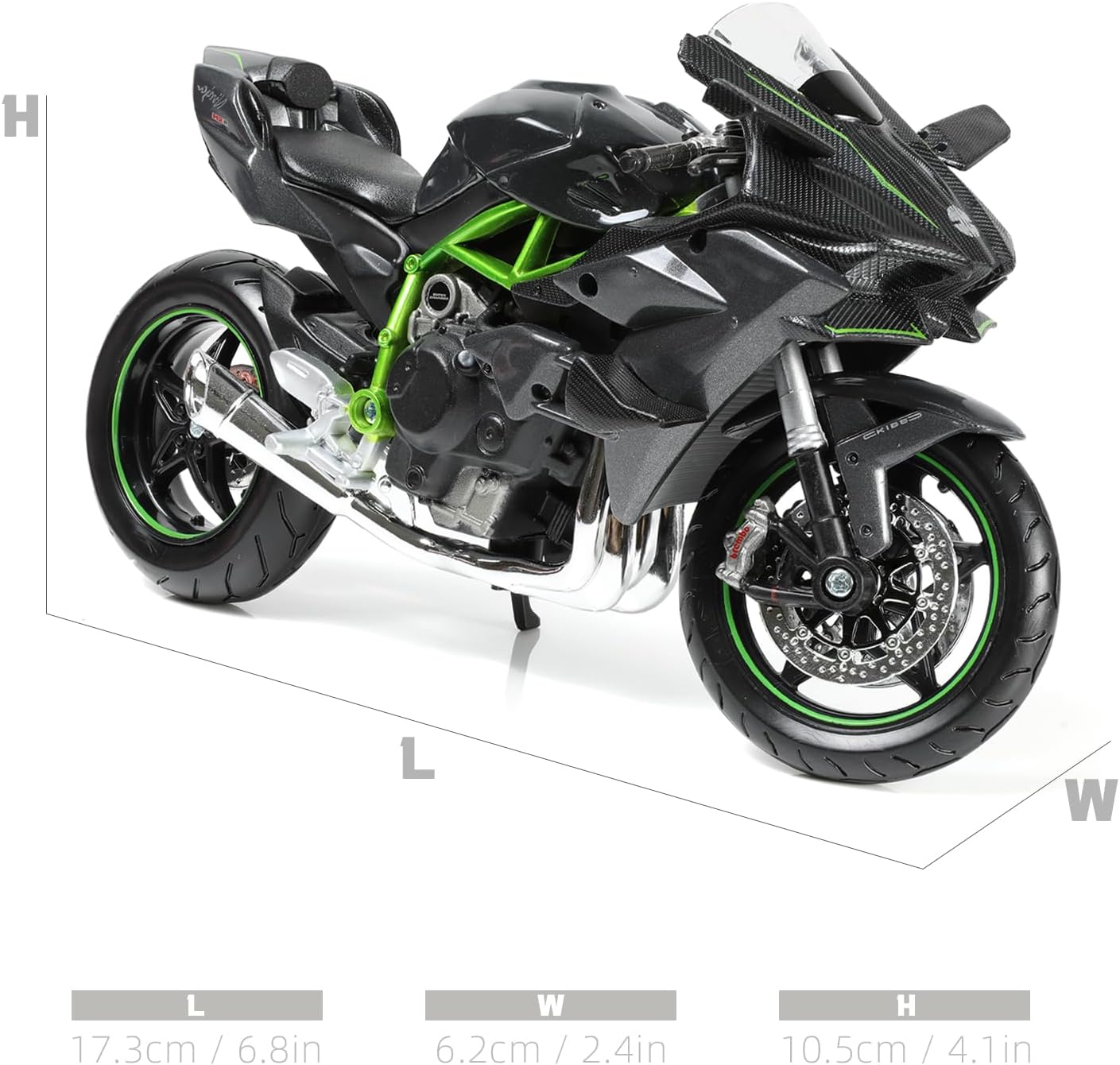 Motorcycle Toy Compatible for Kawasaki Ninja H2R, 1:12 Mini Die-cast Moto Model, Motorcycle Toy Gift for Kids 8–14 & Adults