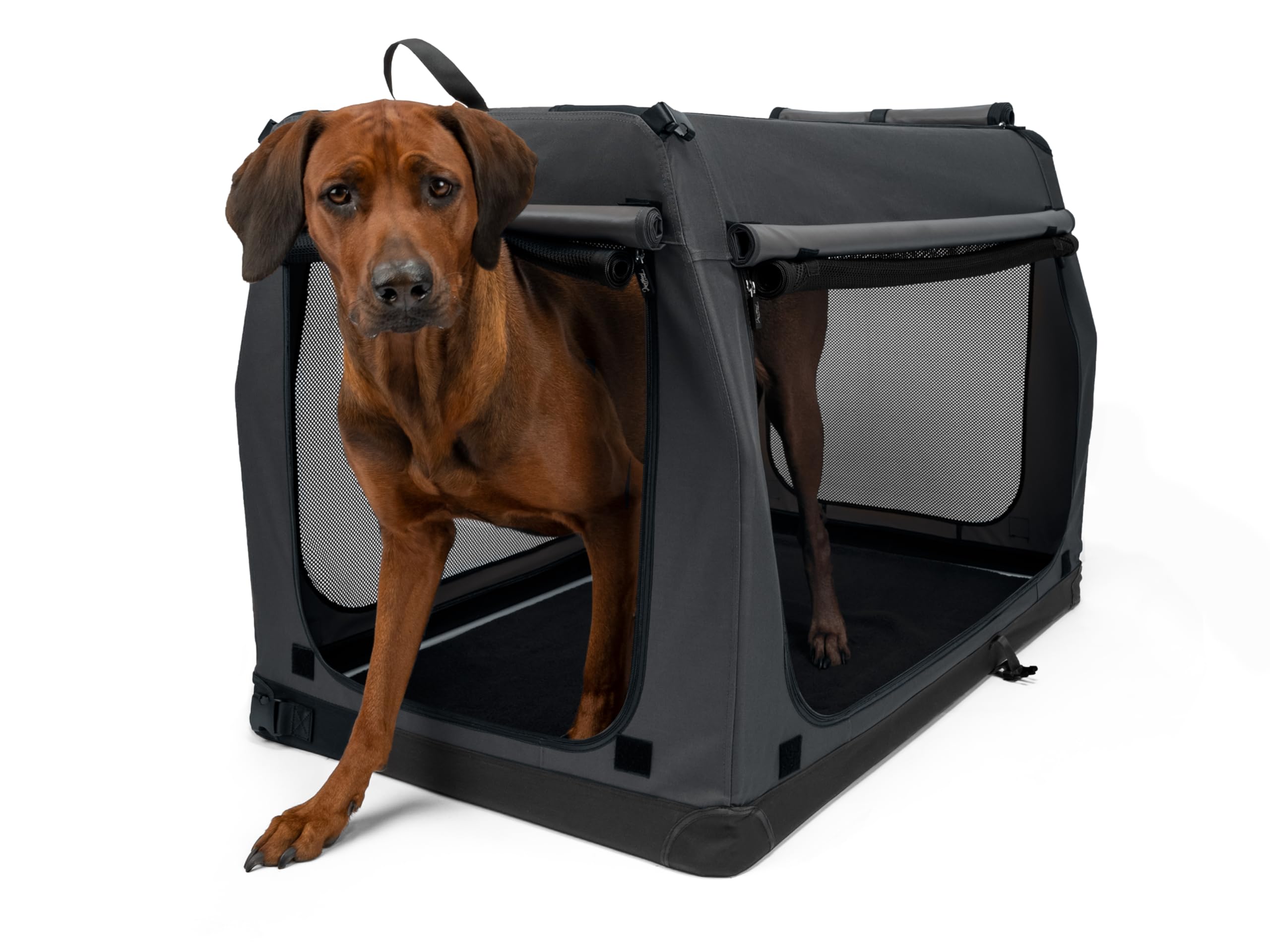 TrendPet TPX-Pro - Leichte, Faltbare Hundebox mit Aluminium Rahmen (grau, L 110 x B 70 x H 75 cm)