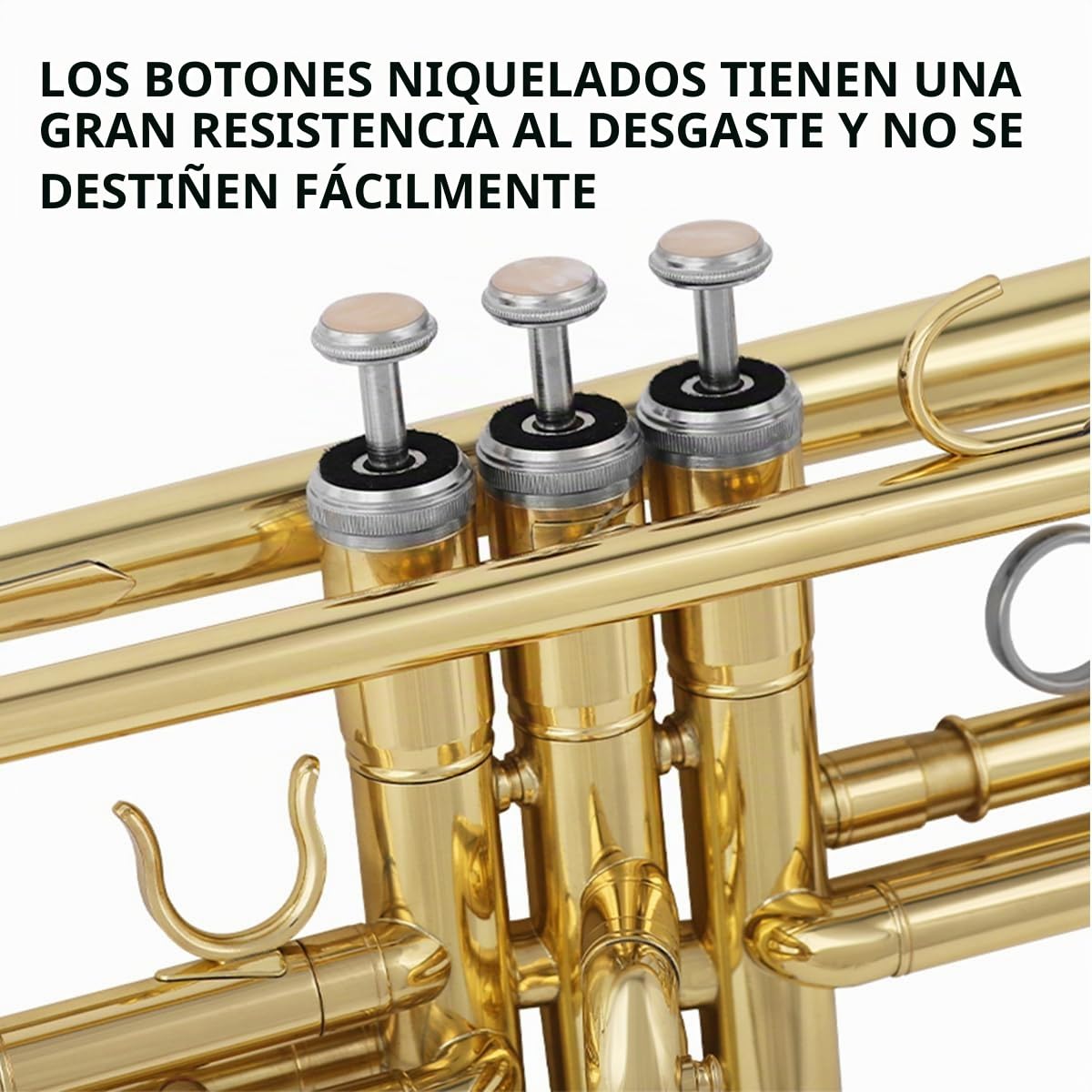 Conjunto de Trompeta Estándar Bullfighter Trompeta estándar Bb de latón con estuche rígido, guantes, paño de limpieza, boquilla de trompeta 7C, trompetas para principiantes y estudiantes (Dorado)