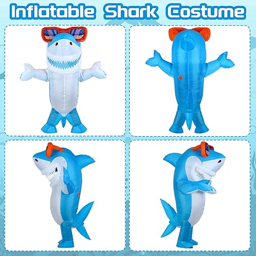 Miniatura 4 de Foaincore Disfraces inflables de tiburón de Halloween para adultos y niños, divertidos disfraces de Halloween, disfraz de tiburón inflable para