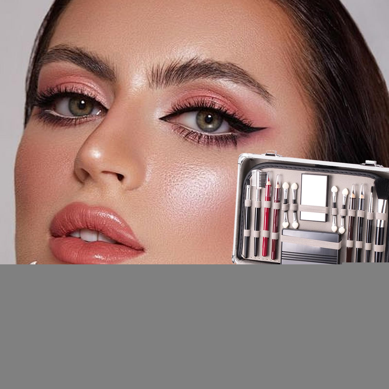 Set trucco per principianti, kit trucco per adolescenti | Set completo di cosmetici iniziali,Ombretto, fard, per sopracciglia, rossetto, smalto, pennello per sopracciglia con custodia