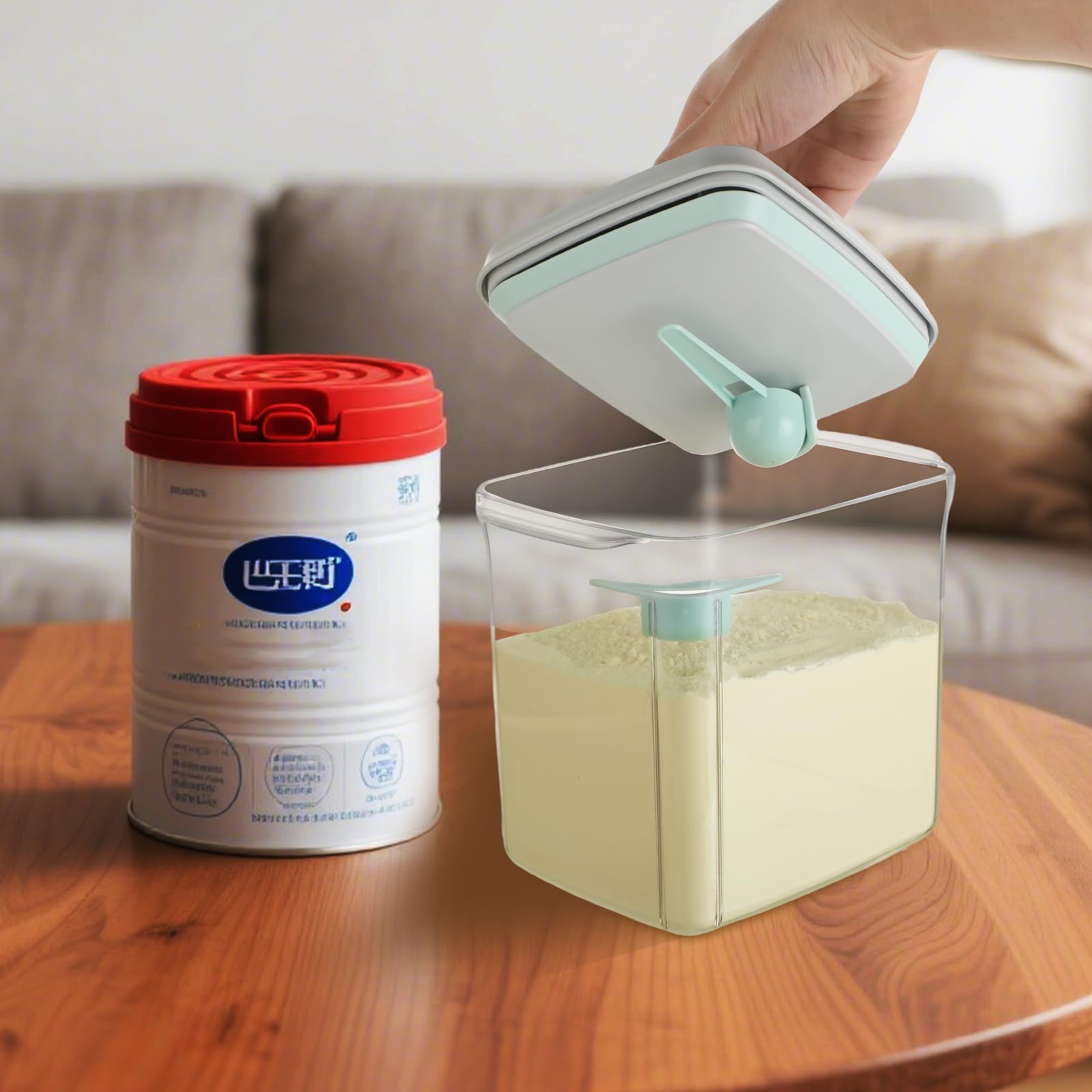 Dispensador de leche en polvo 1700 ml - Recipiente de polvo sellado con cuchara - Caja portátil de leche en polvo - Caja de almacenamiento de proteína en polvo - Adecuado para almacenar leche en polvo