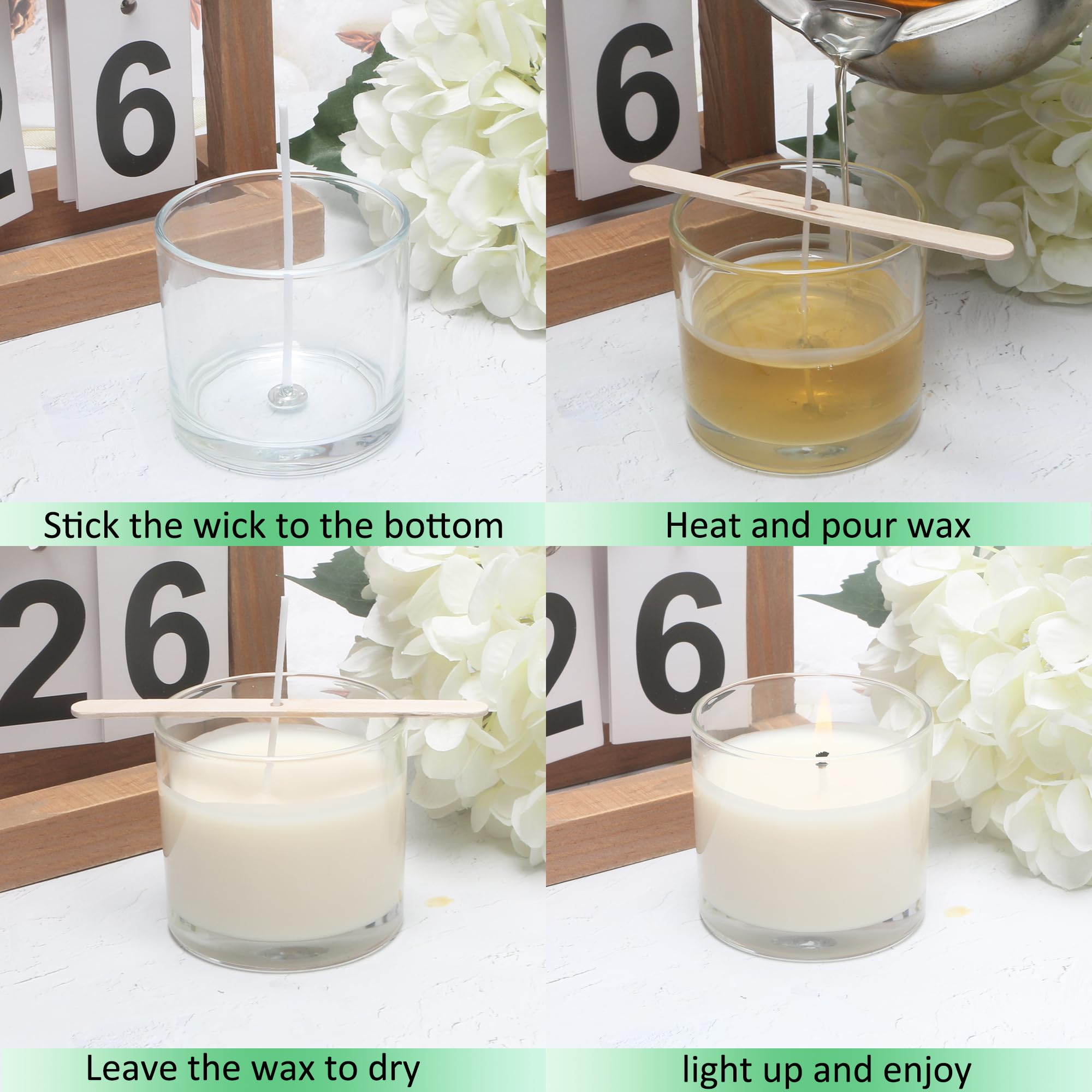 MILIVIXAY - Kit para elaboración de portavelas, incluye 20 tarros de cristal transparente de 113 g con tapas y accesorios, tarros pequeños vacíos para elaborar portavelas o para especias y polvos