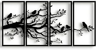 DEKADRON Metal Wall Art Tree of Life 4 Panels, Metal Birds and Branch Wall Art, Tree Sign, Metal Wall Decor, Housewarming Gift, 4 Pieces Wall Hangings (100 x 50 cm H / 100 x 50 cm)