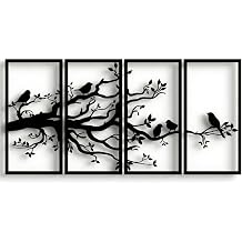 DEKADRON Metal Duvar Sanat , Hayat A ac  4 Panel, Metal Ku lar ve Dal Duvar Sanat , A a  Tabelas , Metal Duvar Dekoru, Yeni Eve Ta nma Hediyesi, 4 Par a Duvar Ask s  59 in  G x 30 in  Y / 150 x 75