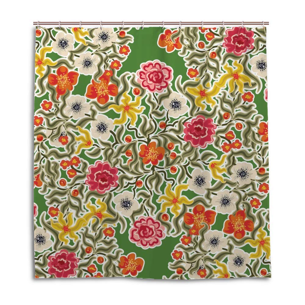 Rideau de douche anti éclaboussures en polyester à motifs floraux pour petite douche