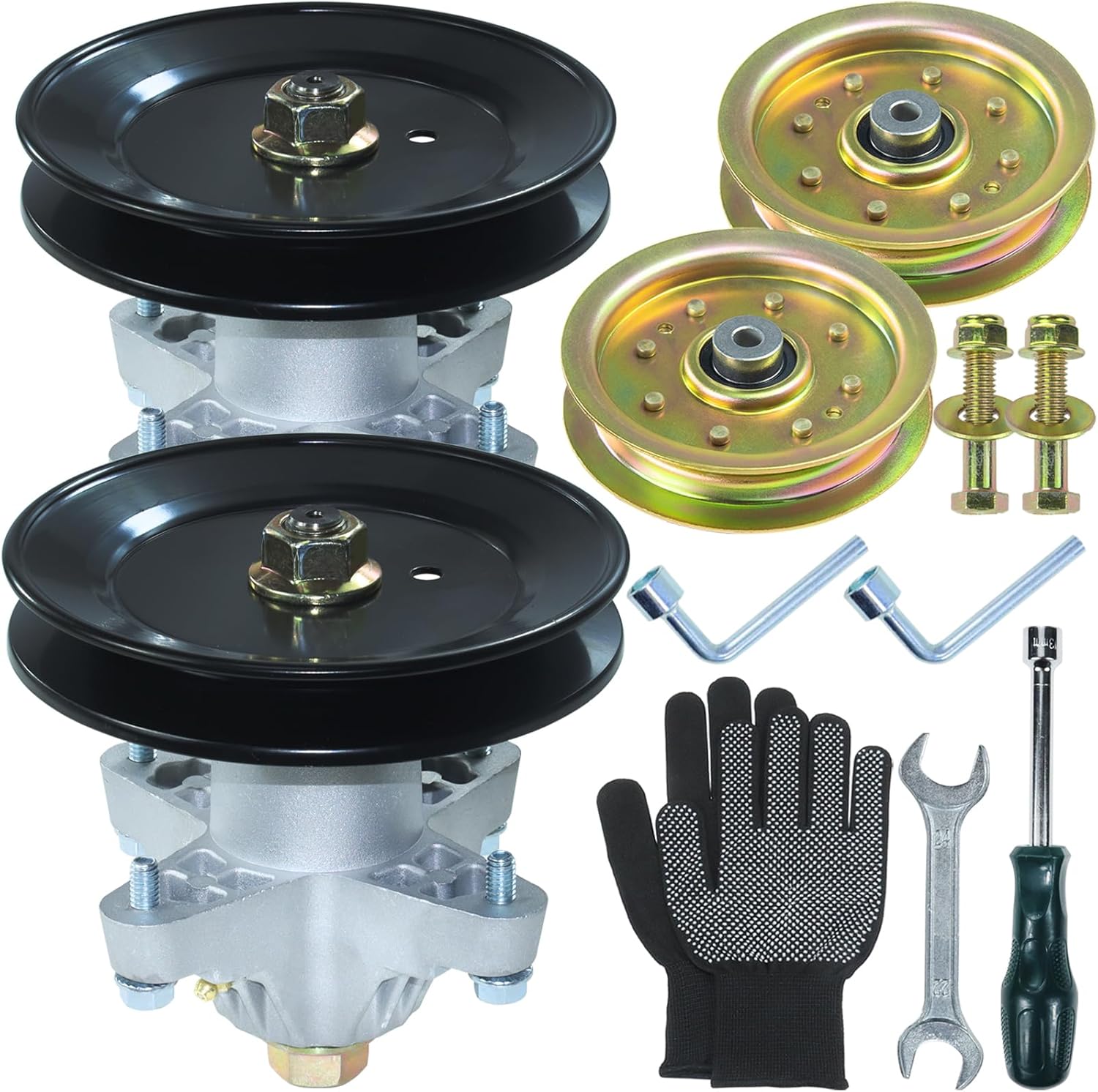 2 Pack Greased 918-04456 Spindle Assembly with 756-04129 Idler Pulley Replaces MTD 618-04456A, 618-04456B, 618-04461A, 918-04456A, 918-04461A for Cub Cadet LT1042 LX425 LX420 Lawn Tractors