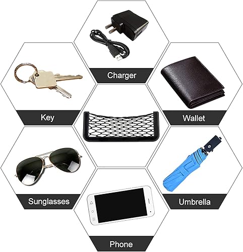 Miniatura 5 de 1 soporte de bolsillo de red para automóvil, 20 × 3.3 in de nailon elástico para maletero, bolsa de almacenamiento de red para teléfono, cigarrillos