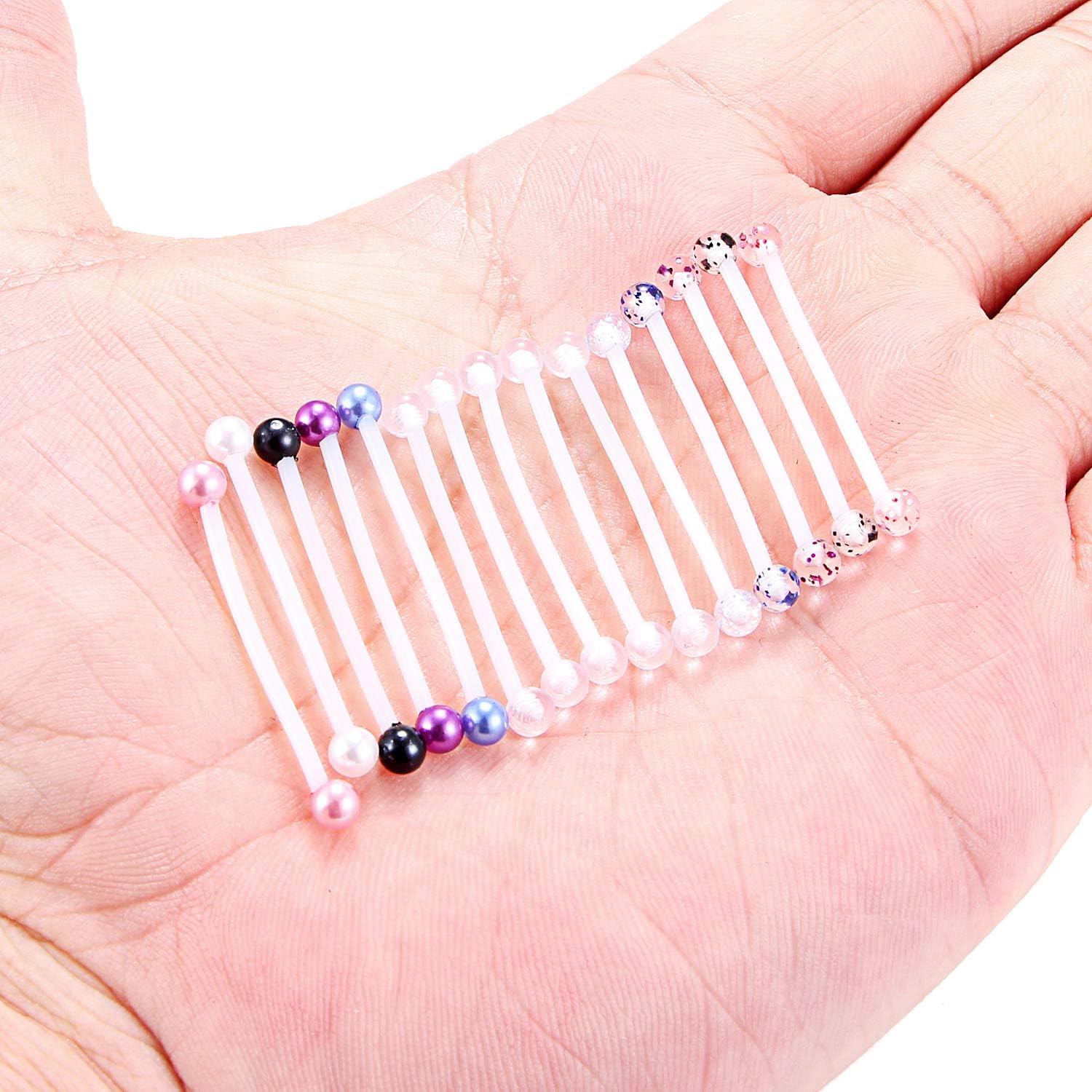 Ruifan 5PCS Pregnancy Sport Maternity Clear Flexible Bioplast 14G Belly Navel Button Ring Body Jewelry Piercing Retainer 1Inch (25mm) - Image 3