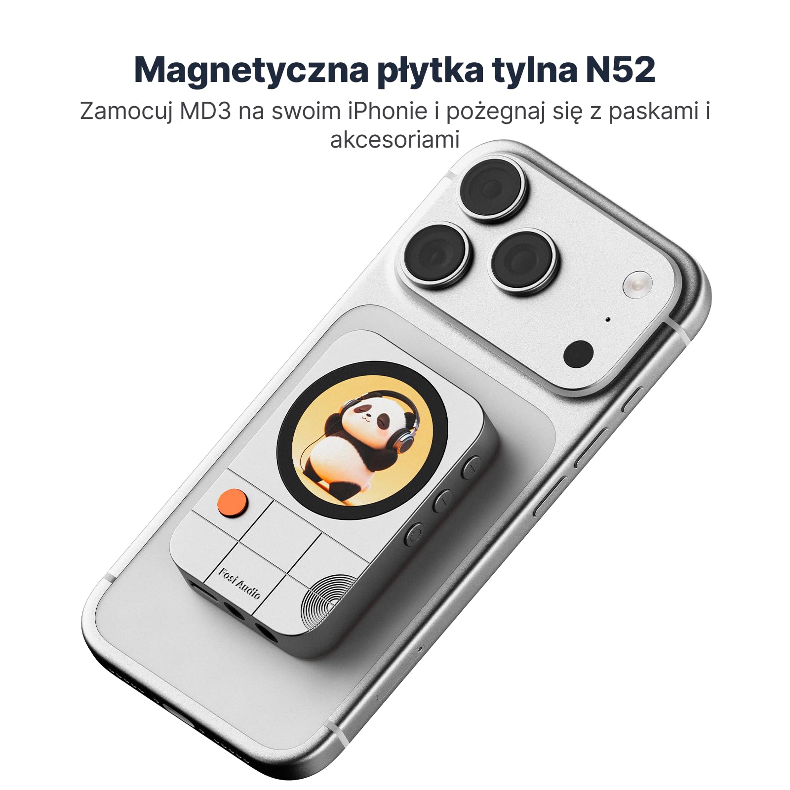 Fosi Audio MD3 Przenośny HiFi Wzmacniacz Słuchawkowy USB DAC Amp Dongle z Magnetycznym Mocowaniem, 1.28" Wyświetlacz, ES9039Q2M, 3.5mm + 4.4mm, PCM 32bit/384kHz, DSD256, do Telefonu, Tabletu i PC