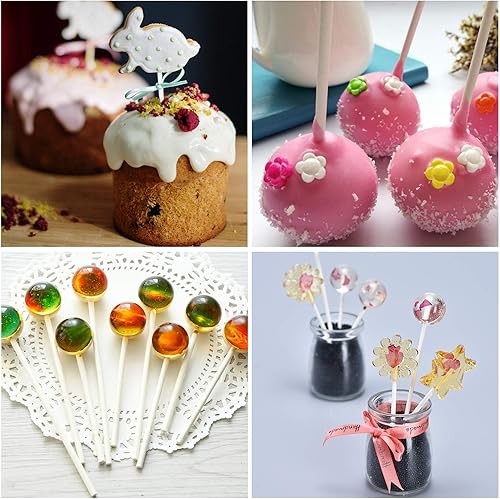 Miniatura 5 de Palitos de piruleta 500 palitos de papel blanco palitos de palitos de palitos de palito para pasteles dulces de arcoíris chocolate 4 pulgadas