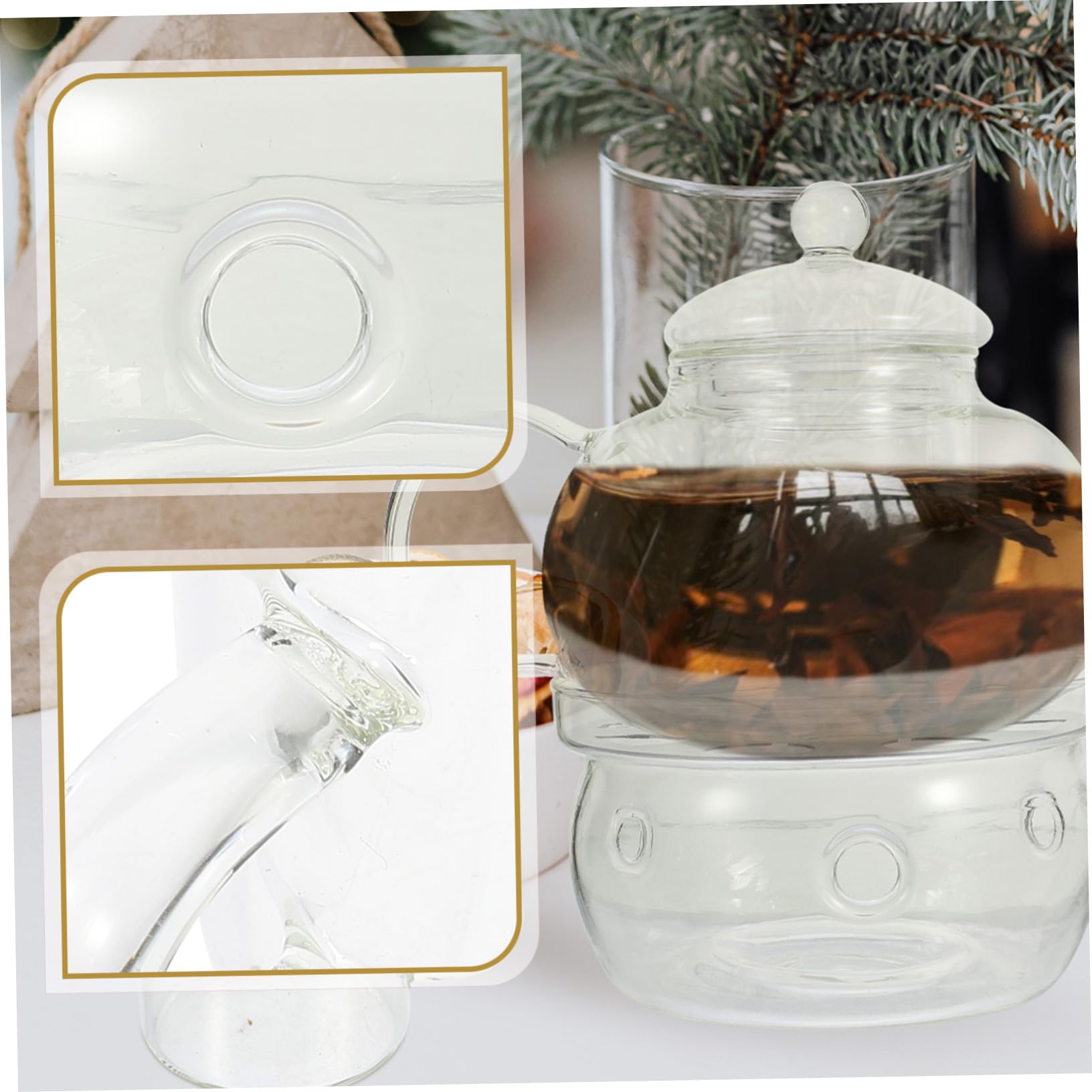 Hitzebeständiges Teekannen Satz aus Glas mit Kerzenständer und Filter Antiverbrühender Schutz und Tragbares Chinesisches Kungfu Teeservice für Teeliebhaber