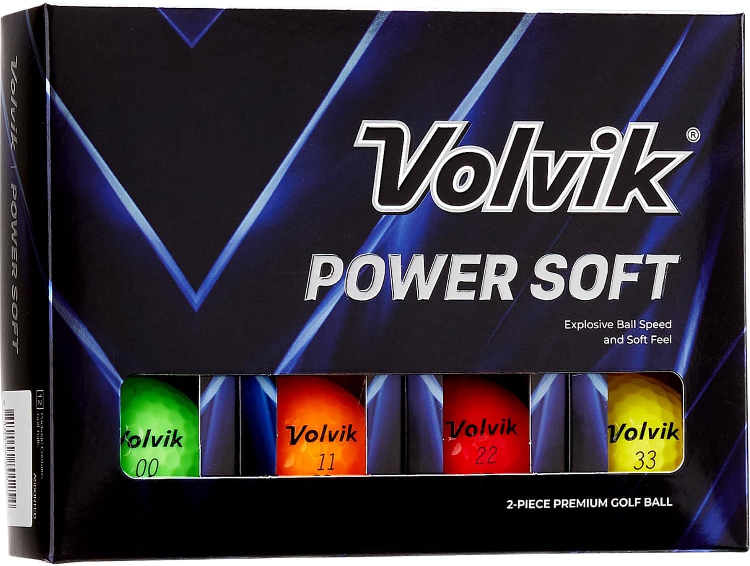 Volvik Powersoft Assorted Mix Golf Balls – New for 2025, 75 Compression, Glossy, 2 Piece Single Core, Multi-Colour, 12 Pack