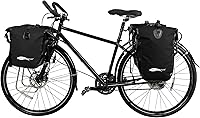 Vista 6 de Alforja impermeable para bicicleta, bolsa de sillín de 25 litros para soporte trasero de bicicleta, bolsa de bicicleta para comestibles, computadora