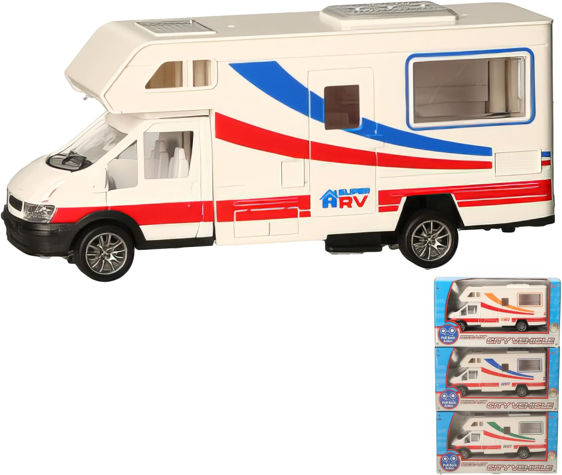 1:40 Scale Motorhome - Diecast White Camper Van Toy, Realistic Features, Great for Kids Gifts, Scale Toy for Boys and Girls