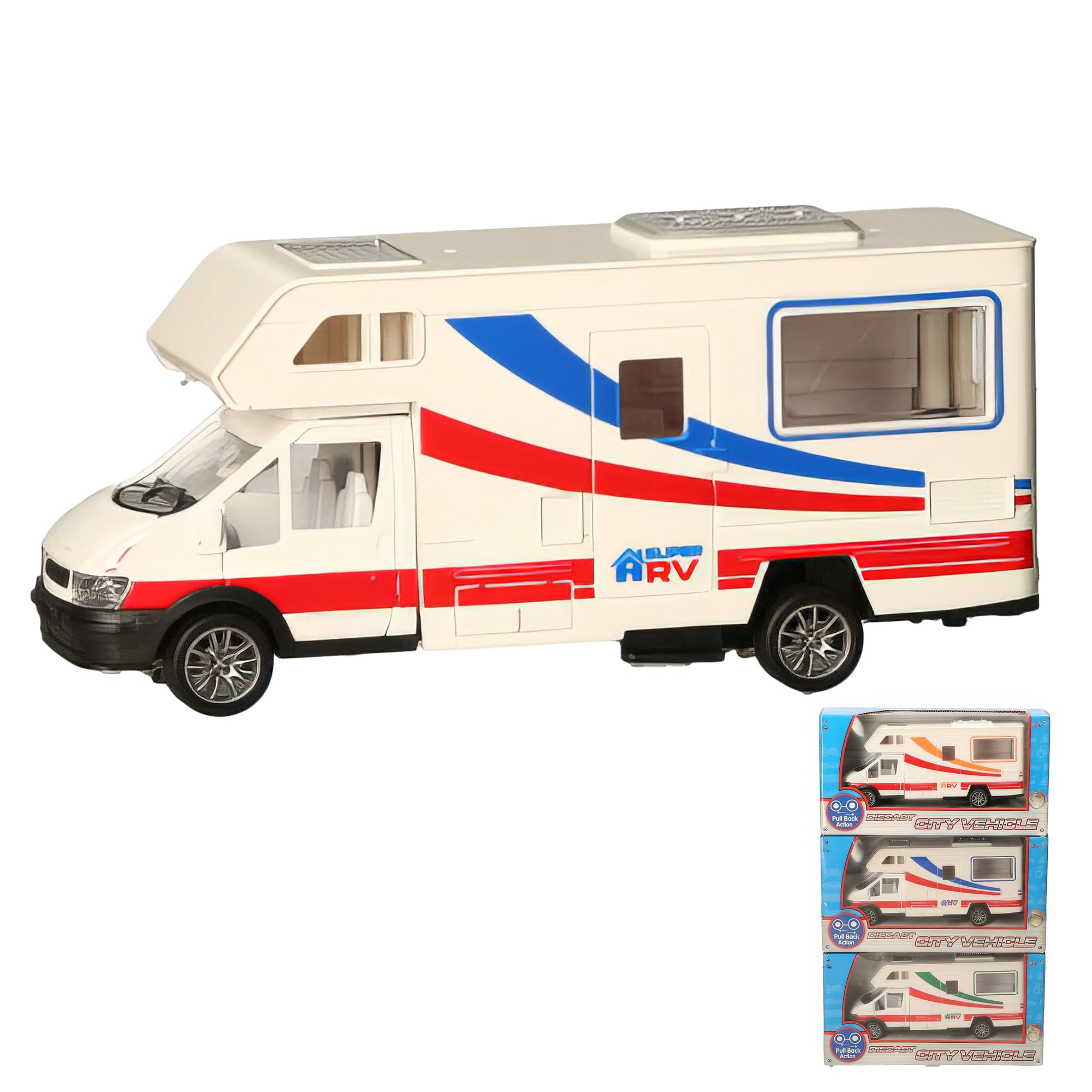 D.A.Y. Republic Diecast, White Motorhome Camper Van, Perfect for Kids Gifts, Scale Toy for Boys and Girls, Colours Sent at Random, 1:40 SCALE CAMPERVAN TOY