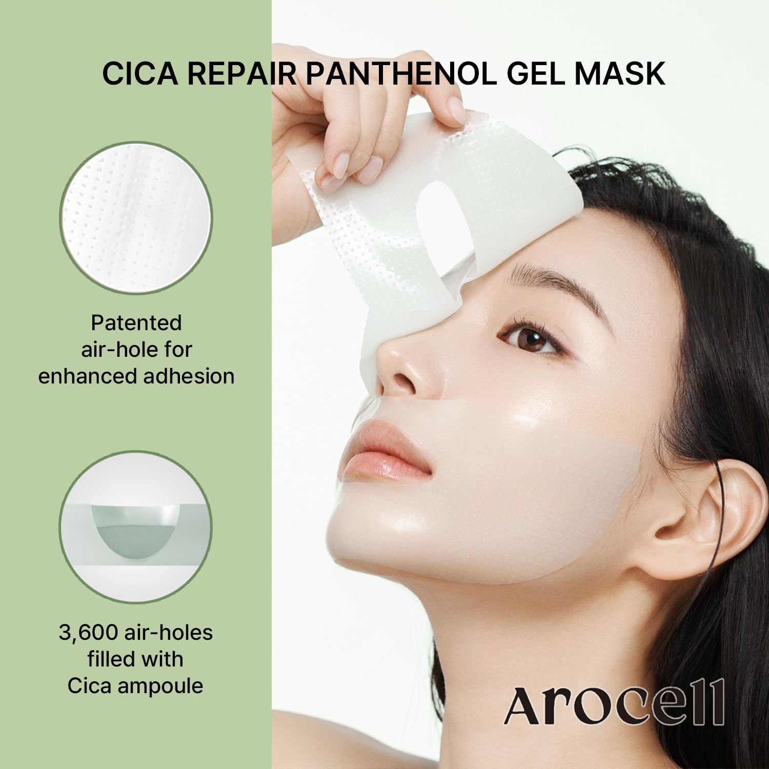 AROCELL Cica Hydrogel PDRN Mask 4 Facial Sheet with Panthenol & Centella Asiatica, Cooling Hydrogel Face Mask for Soothing Calming Hydrating Moisturizing Sensitive Skin Korean Skincare, 25gx4ea - Image 3