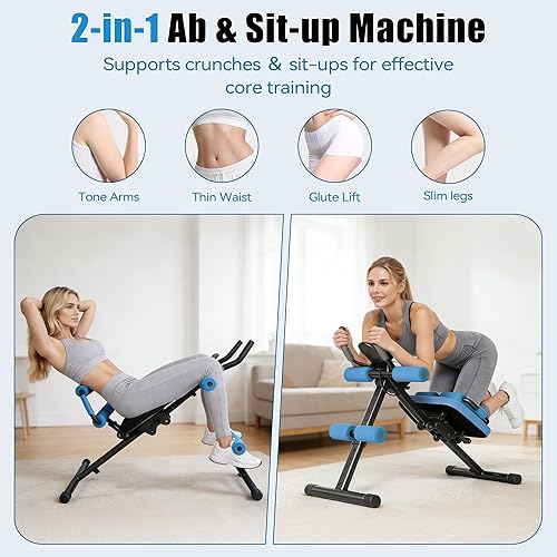 Vista 4 de EPHESPORT Máquina Multifuncional para Abdominales, Entrenador de Crunch y Sentadillas para el Core para Entrenamiento de Abdomen, Equipo de Azul