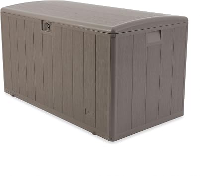 Plastic Development Group Outdoor Deck Box, Soft Close, Driftwood, 130 Gal