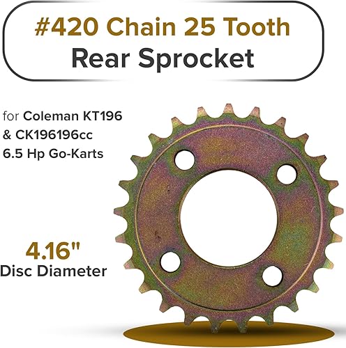 Miniatura 3 de AlveyTech #420 Cadena 25 dientes piñón trasero para Coleman KT196 y CK196196cc 6.5 Hp Go-Karts