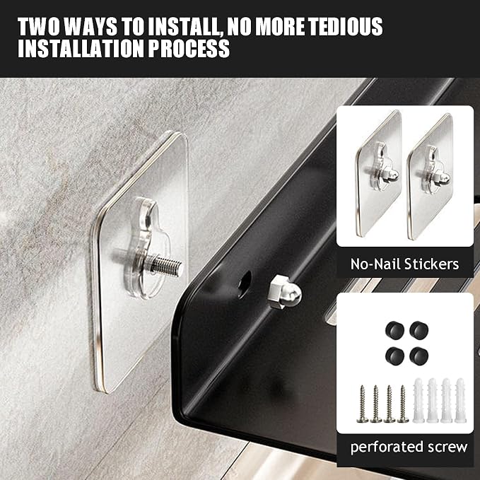 Estante metálico flotante para baño sobre lavabo 2 piezas miniatura 8