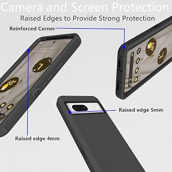 for Google Pixel 7 Case, Heavy Duty Protective Case Dustproof Shockproof Drop Protection, 3 in 1 Rugged Cover for Google Pixel 7 (Black)