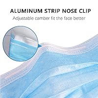 Vista 6 de DC-BEAUTIFUL 100 máscaras faciales desechables azules de 3 capas con cinta elástica para las orejas, aptas para adultos