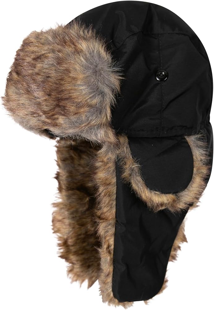 Sakkas Unisex Trooper Trapper Ushanka Hat Faux Fur Lined with Ear