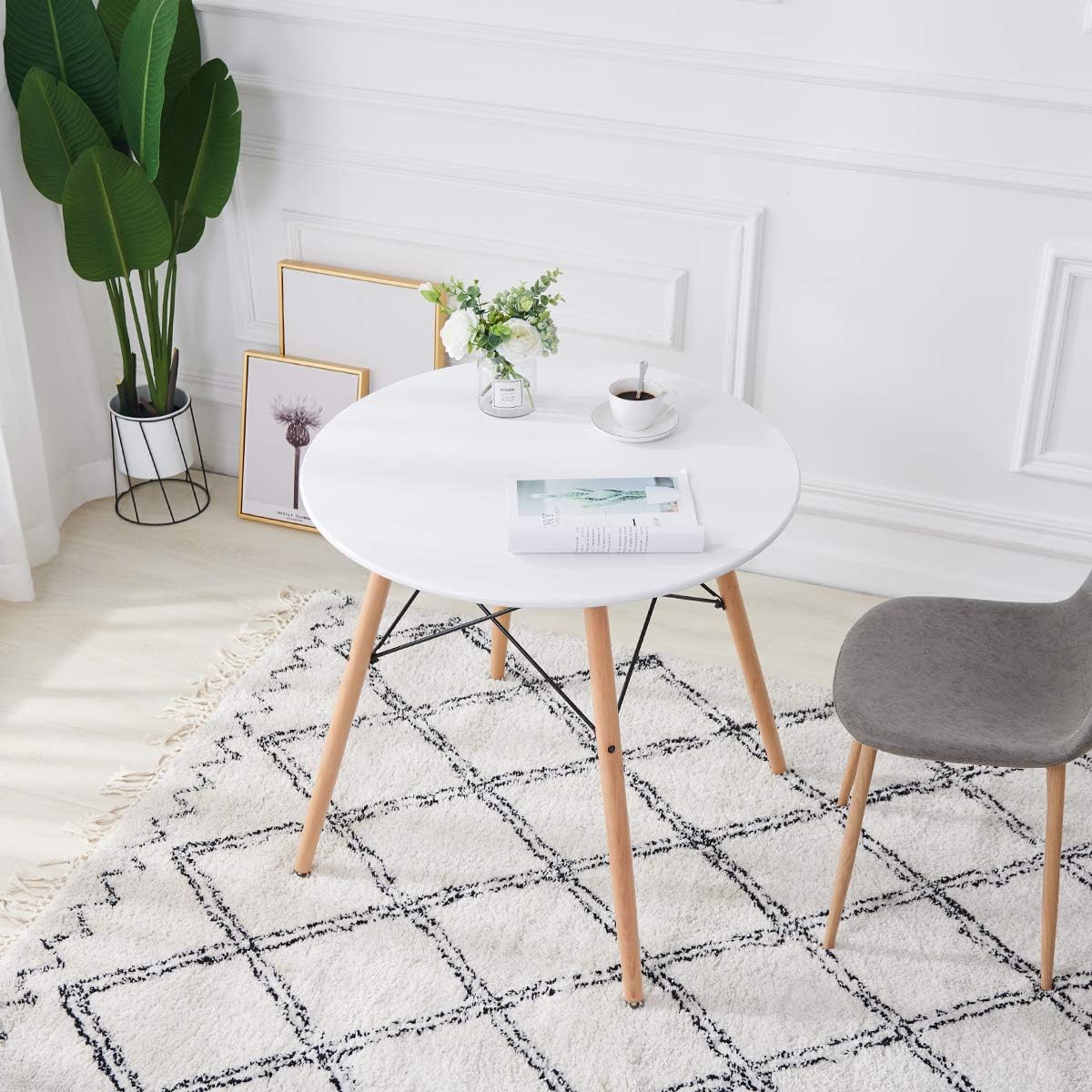 Round Dining Table White Pedestal Tables Coffee Table Eiffel Mid-Century Modern Style