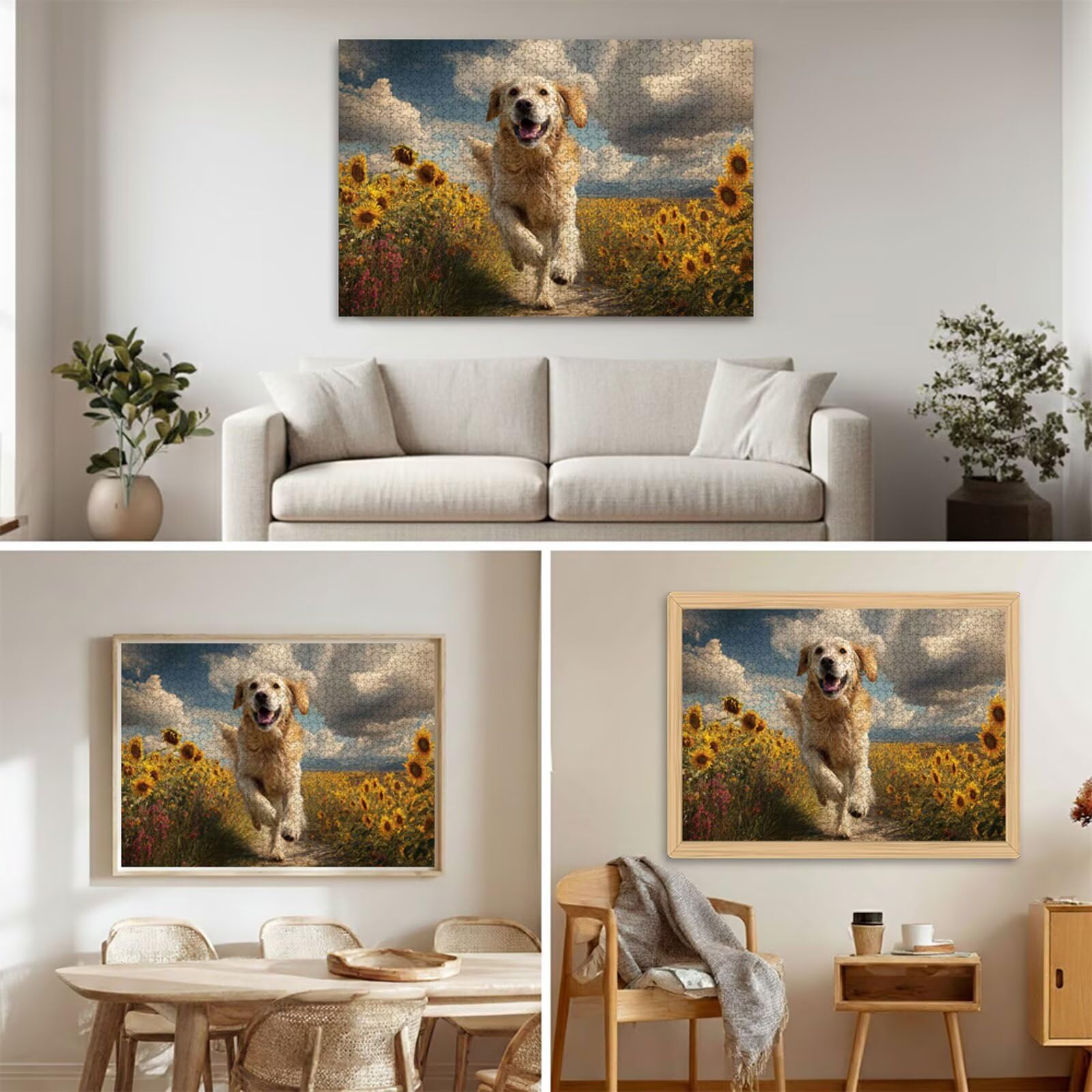 Puzzle 2000 elementów - pies i słonecznik - trwałe drewniane puzzle z literami z tyłu - 75 x 105 cm - Kreatywne hobby bez kurzu - artykuły kolekcjonerskie i 14 lat w ponad P3#343