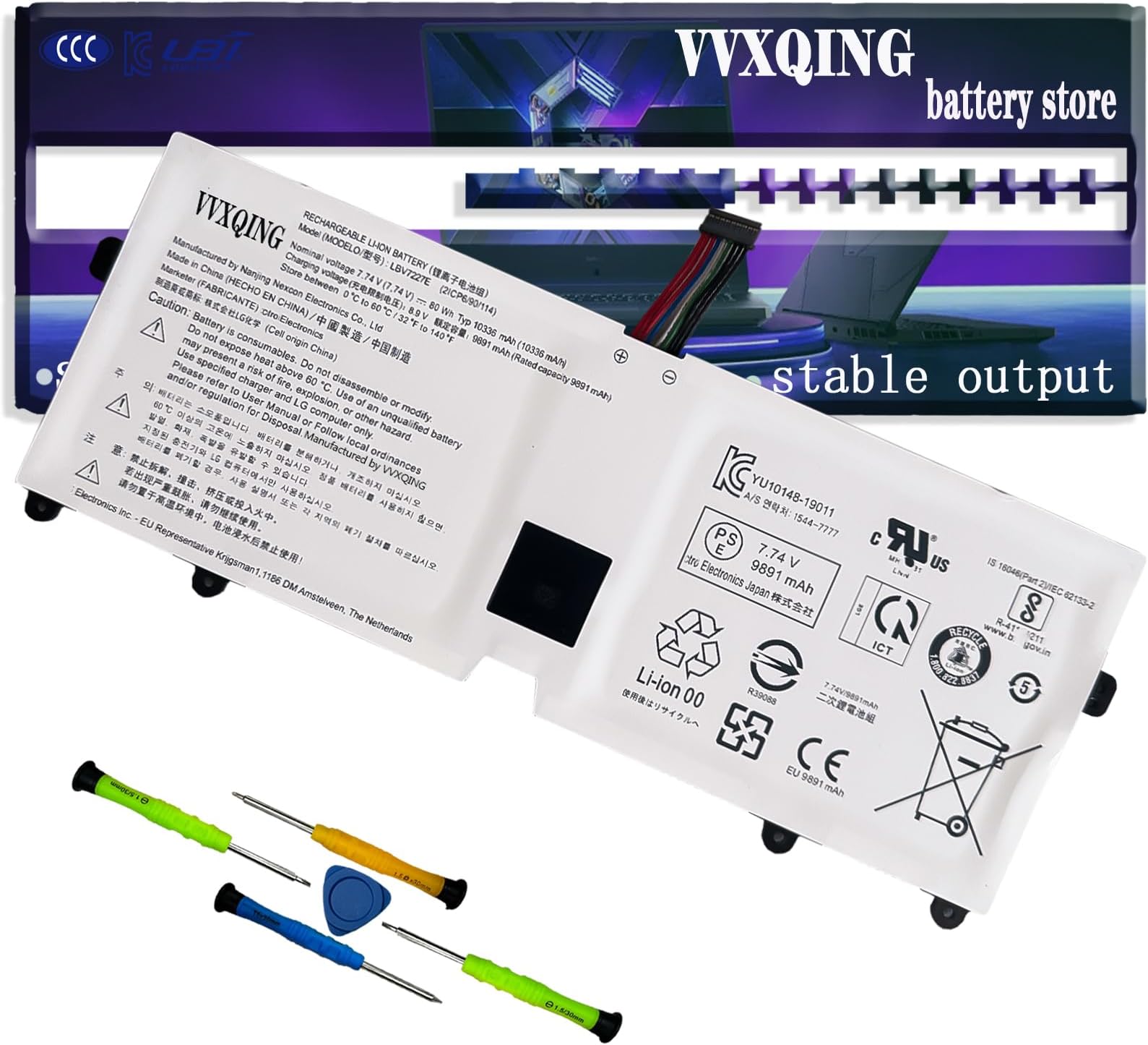 LBV7227E Laptop Battery Replacement for LG Gram 15 16 17 2020 2021 15Z90N 17Z90N 17Z90P 16Z90PG 17Z90N-VA76K 16Z90P 16ZD90P 16Z90PC Series 2IC96/90/114